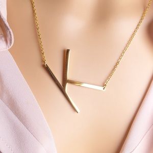 Gold tone large initial necklace (Multiple)